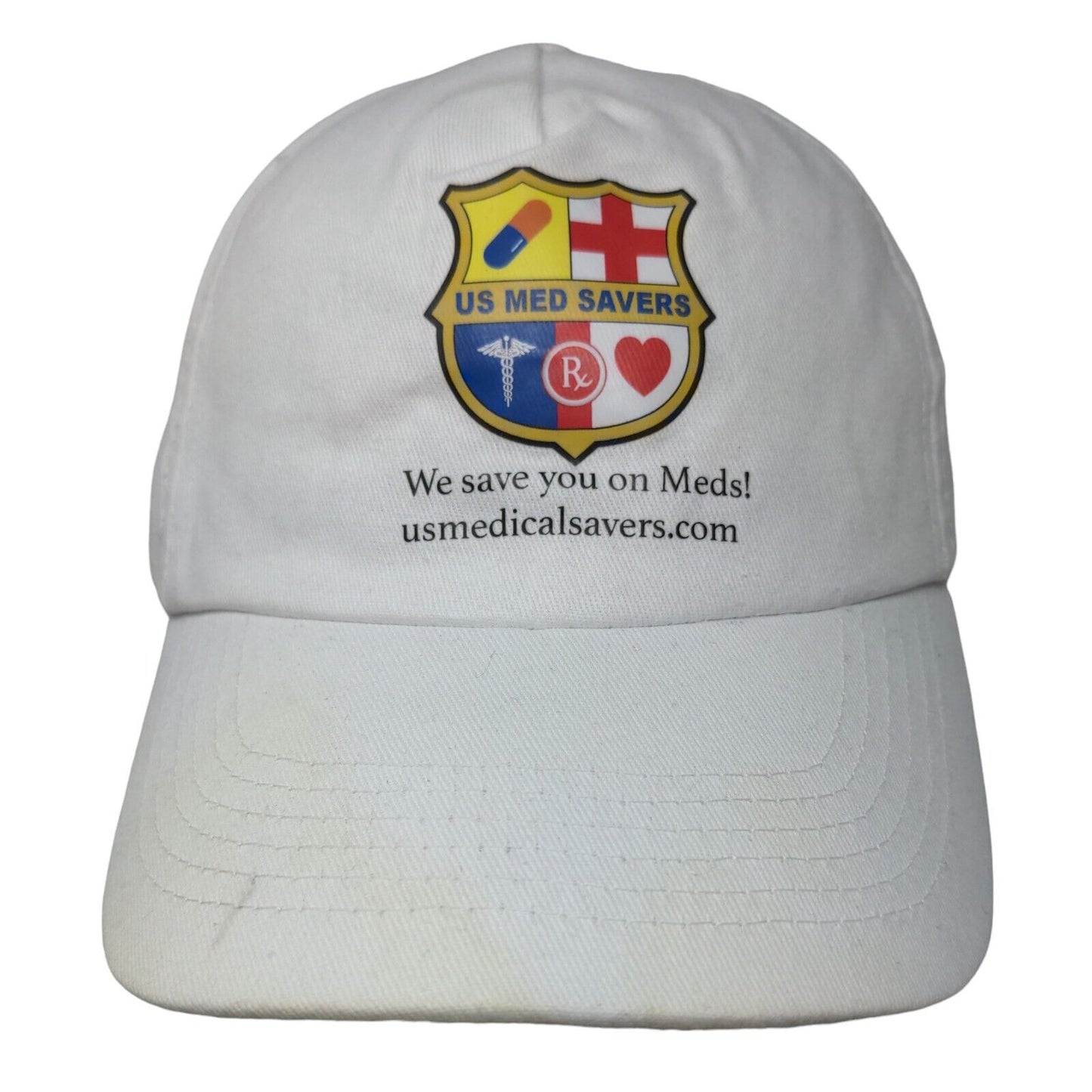 US Med Savers Slideback Hat White One Size Adjustable Vented Hole Promotique