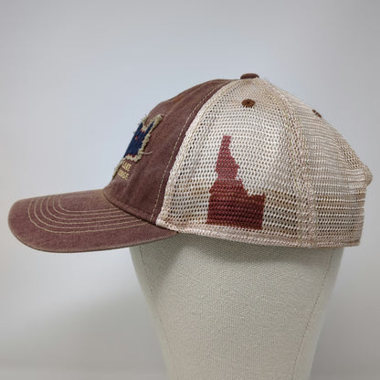 Legacy Trucker Hat Red Beige Blue One Size Idaho State Redfish Lake Lodge Mesh