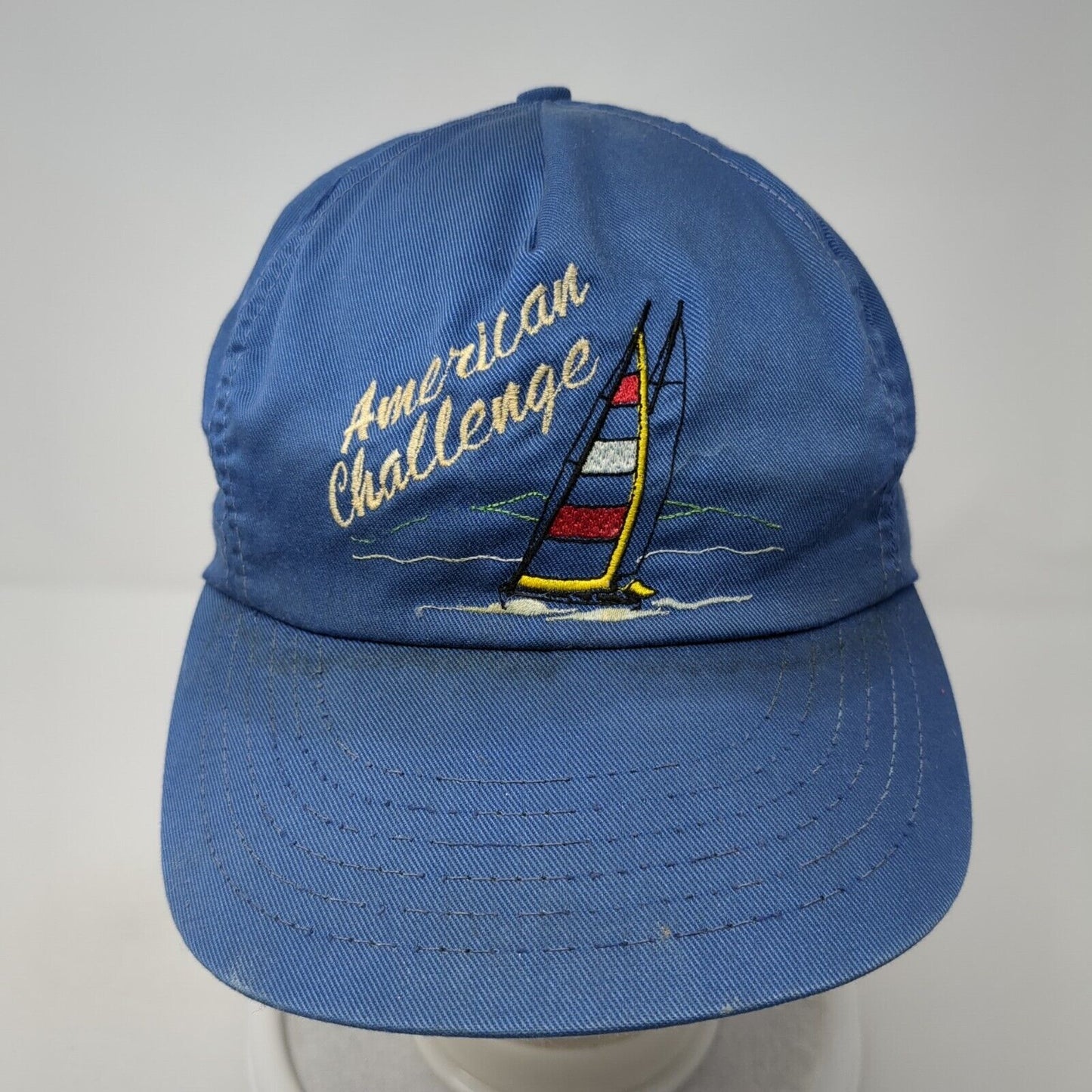 American Challenge Snapback Hat Blue One Size Adjustable Embroidered