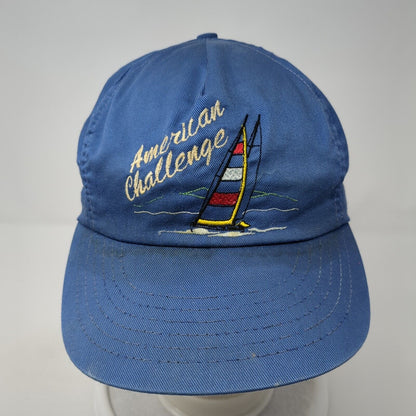 American Challenge Snapback Hat Blue One Size Adjustable Embroidered