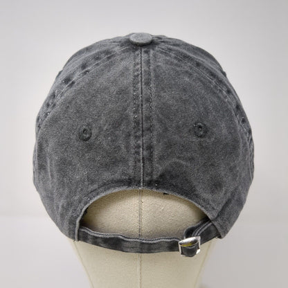 Rose Slideback Hat Gray One Size Adjustable Embroidered Flower Distressed Cotton