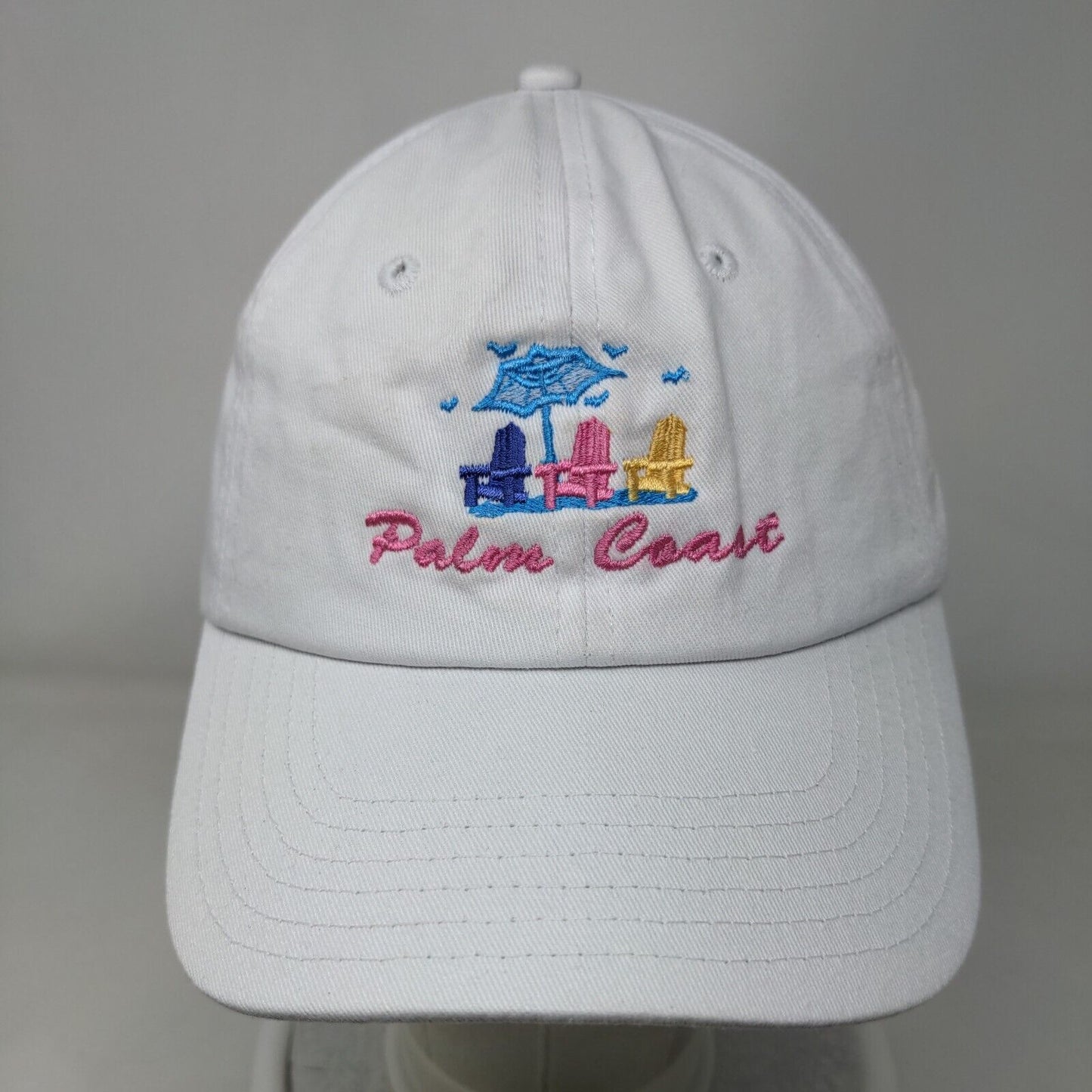 Palm Coast Slideback Hat White OS Adjustable Embroidered DMR Classic Headwear