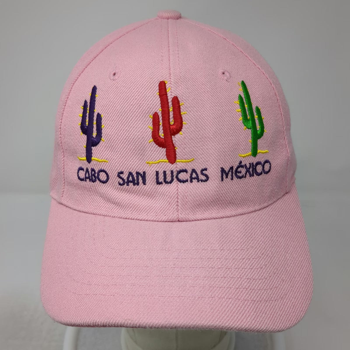 Cabo San Lucas Mexico Cactus Embroidery Pink One Size Baseball Cap Hat Strap
