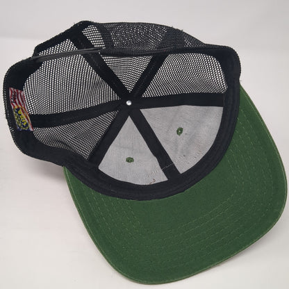 Wyoming Leather Patch Snapback Trucker Hat Green One Size Mesh Back