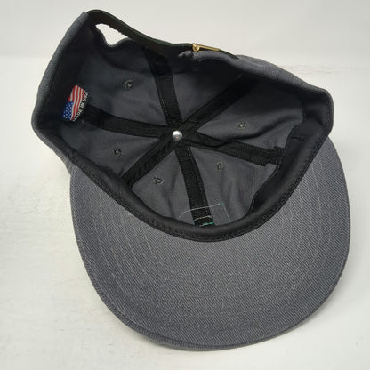 Baseball Cap Gray One Size Made in USA Slideback Green Felt Letter R 6-Panel Hat