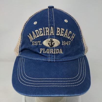 Madeira Beach Florida Snapback Mesh Back Trucker Hat Blue One Size Surf Style