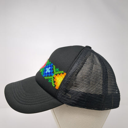 Unbranded Snapback Trucker Hat Black One Size Mesh Back Embroidered