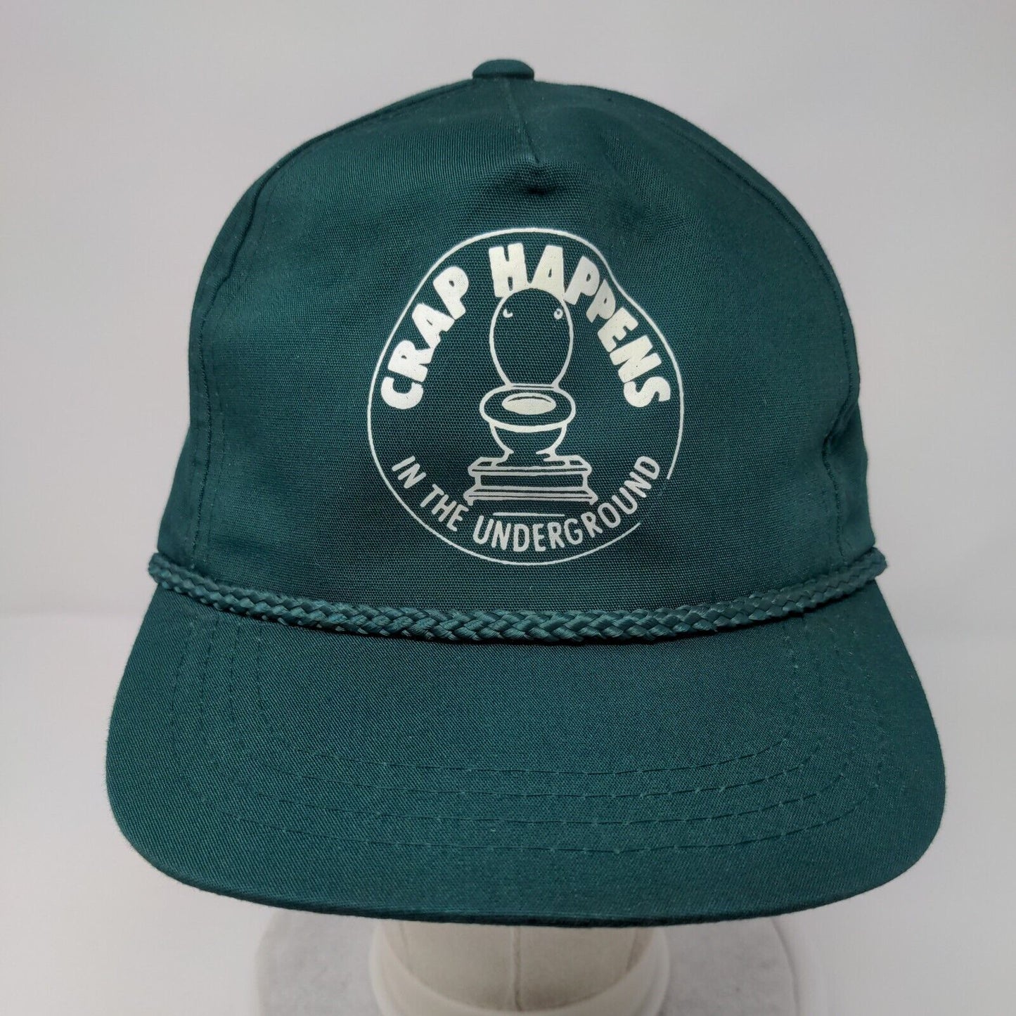 Crap Happens In The Underground Snapback Hat Green OSFA Adjustable Rope Yupoong