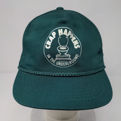 Crap Happens In The Underground Snapback Hat Green OSFA Adjustable Rope Yupoong