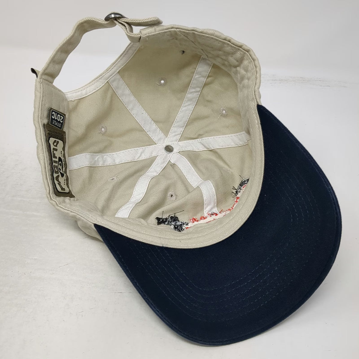Pacific Headwear Baseball Cap Beige Blue One Size Custom Woodworking Hammer Hat