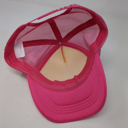 Smiley Emoji Snaoback Trucker Hat Pink OSFA Adjustable Breathable Mesh Back