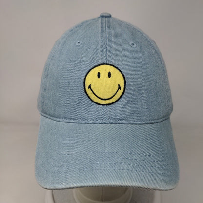 Smiley Face Slideback Hat Blue One Size Embroidered American Eagle