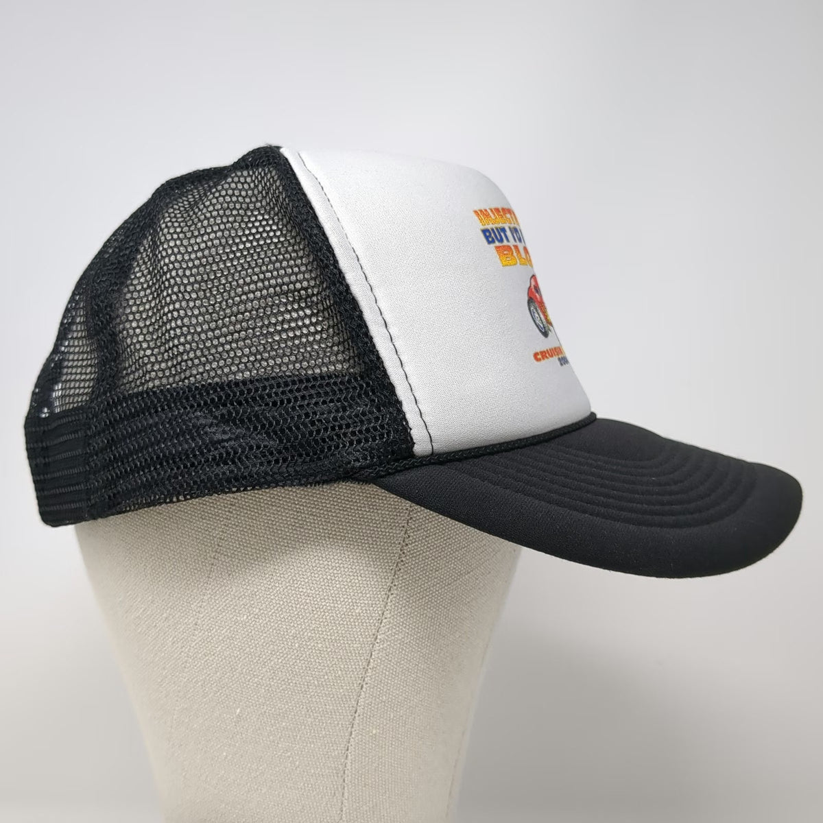 L.I.D. Trucker Hat Black White One Size Cruisin Reno 2004 Hot Rod Funny Slogan