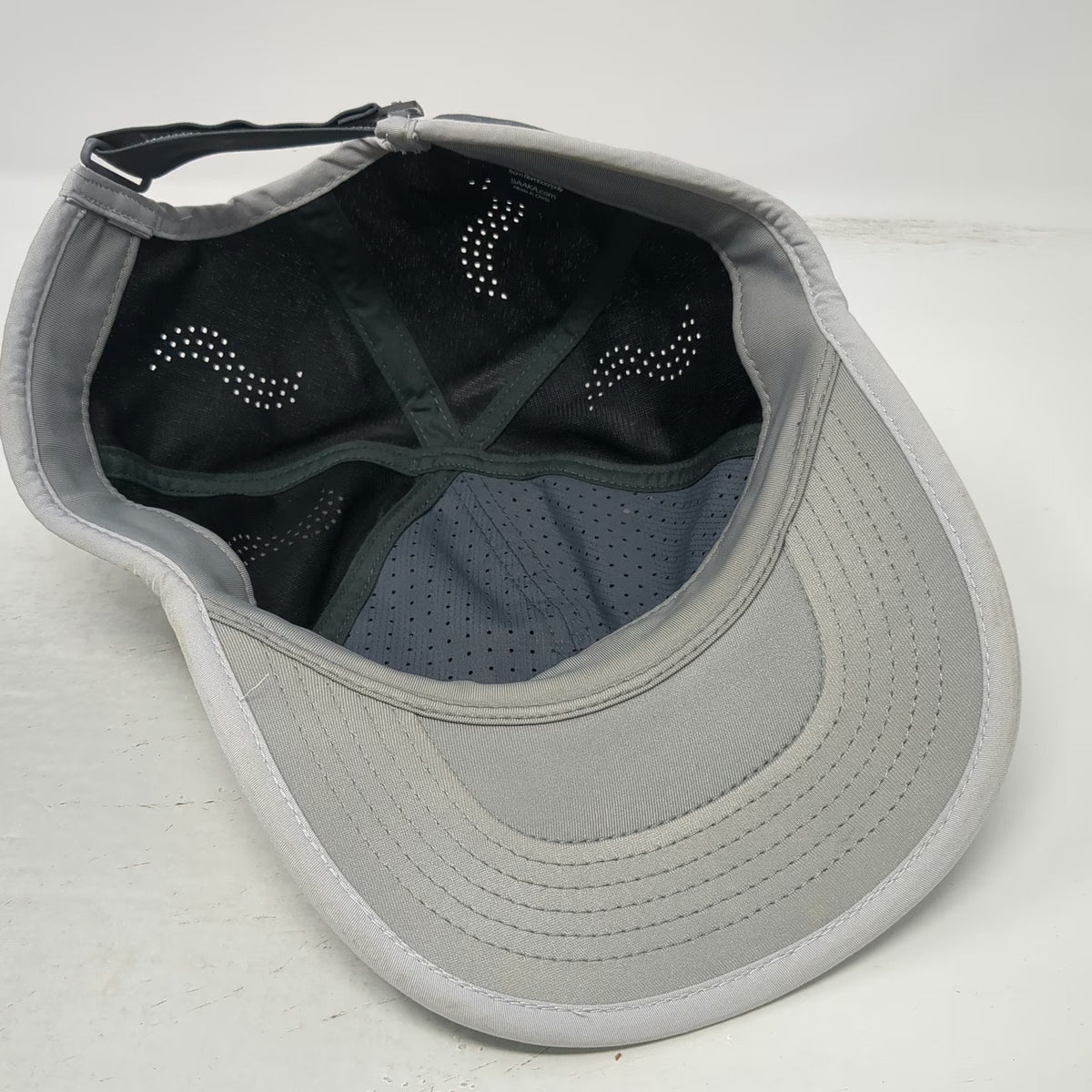 SAAKA Baseball Cap Gray One Size Perforated Performance Strapback Athletic Hat