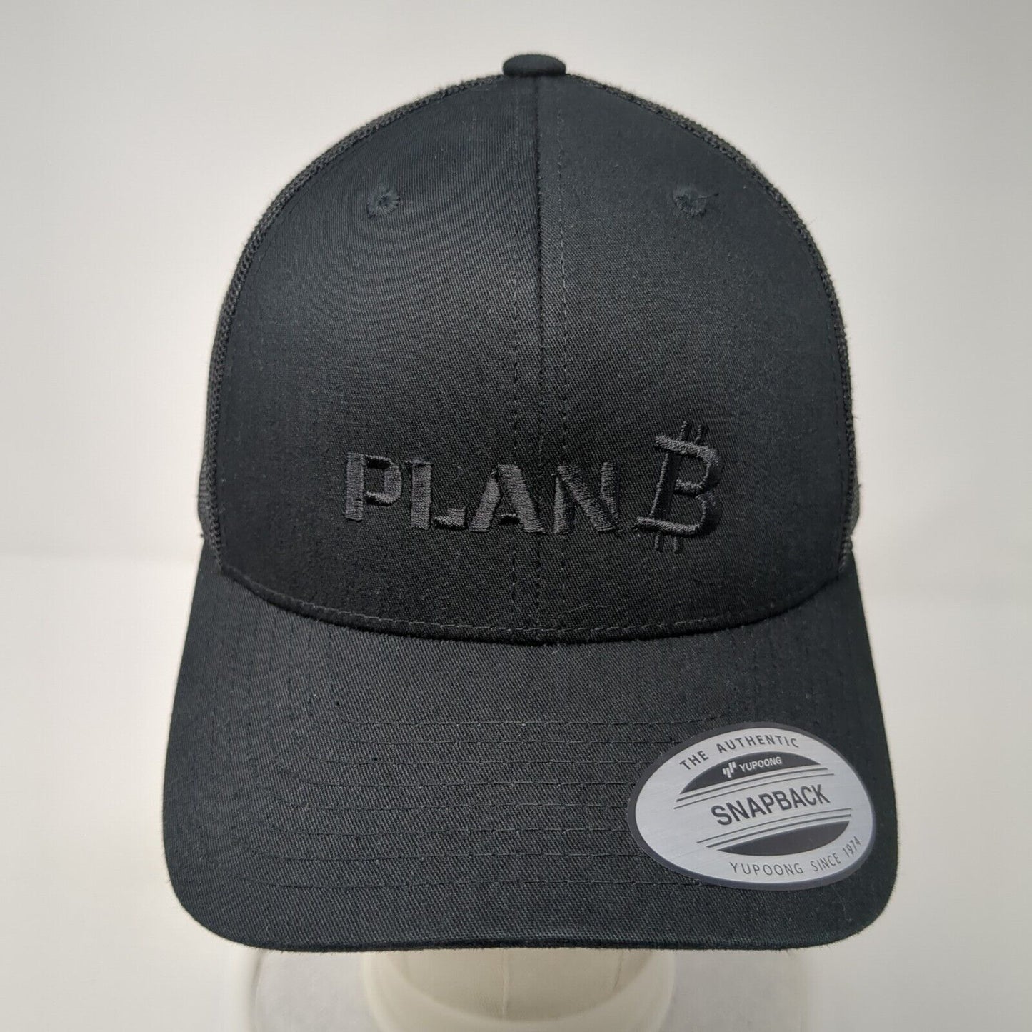 Plan B Snapback Mesh Back Trucker Hat Black One Size Adjustable Yupoong