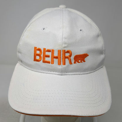 Behr Baseball Cap White One Size Orange Logo Strapback Hat Paint Company Bear