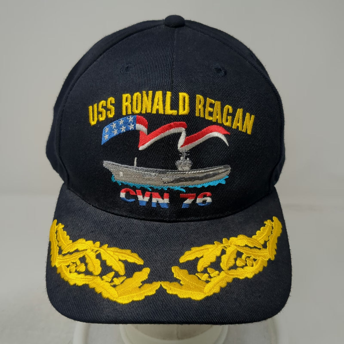 Navy Command Caps Snapback Blue One Size USS Ronald Reagan CVN 76 Oak Leaf Hat