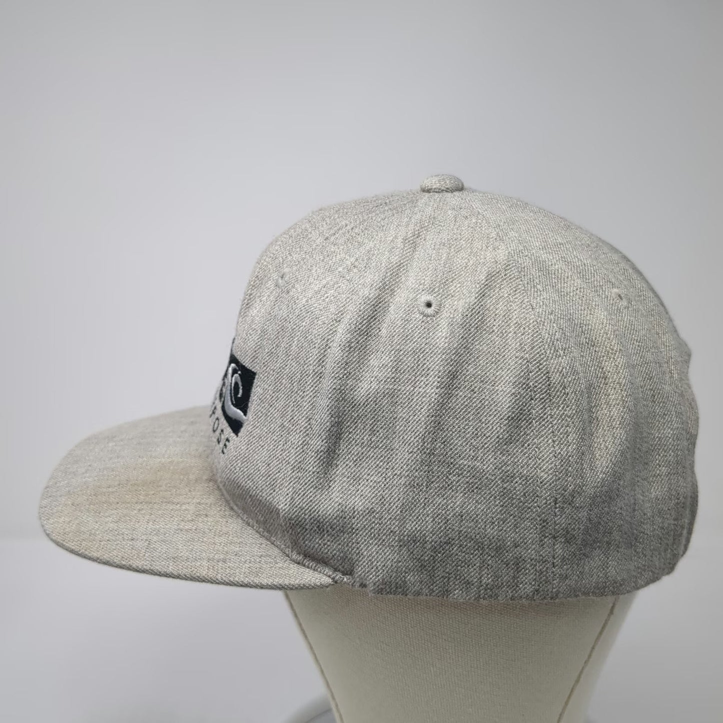 Yupoong Snapback Hat Gray One Size Green Underbrim Flat Brim Embroidered Wool