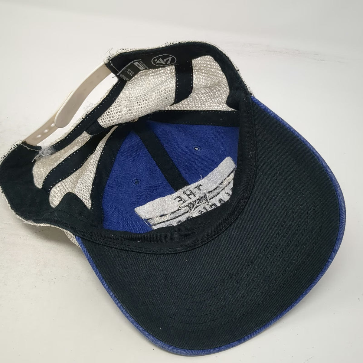 '47 Trucker Hat Blue Beige One Size Black Dog Patch Mesh Snapback 1971 Martha