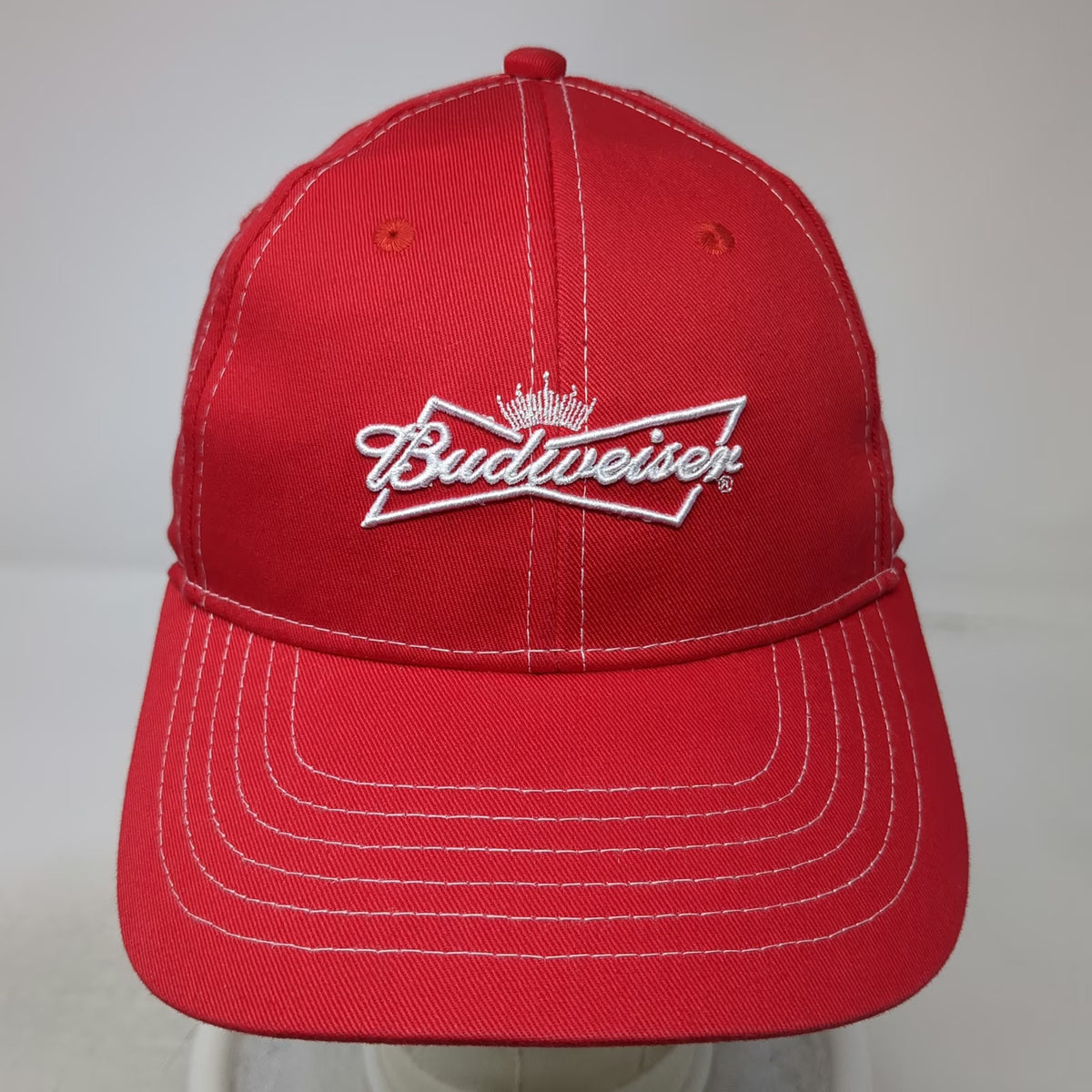 Budweiser Baseball Cap Red One Size Strapback Logo Contrast Stitching Hat