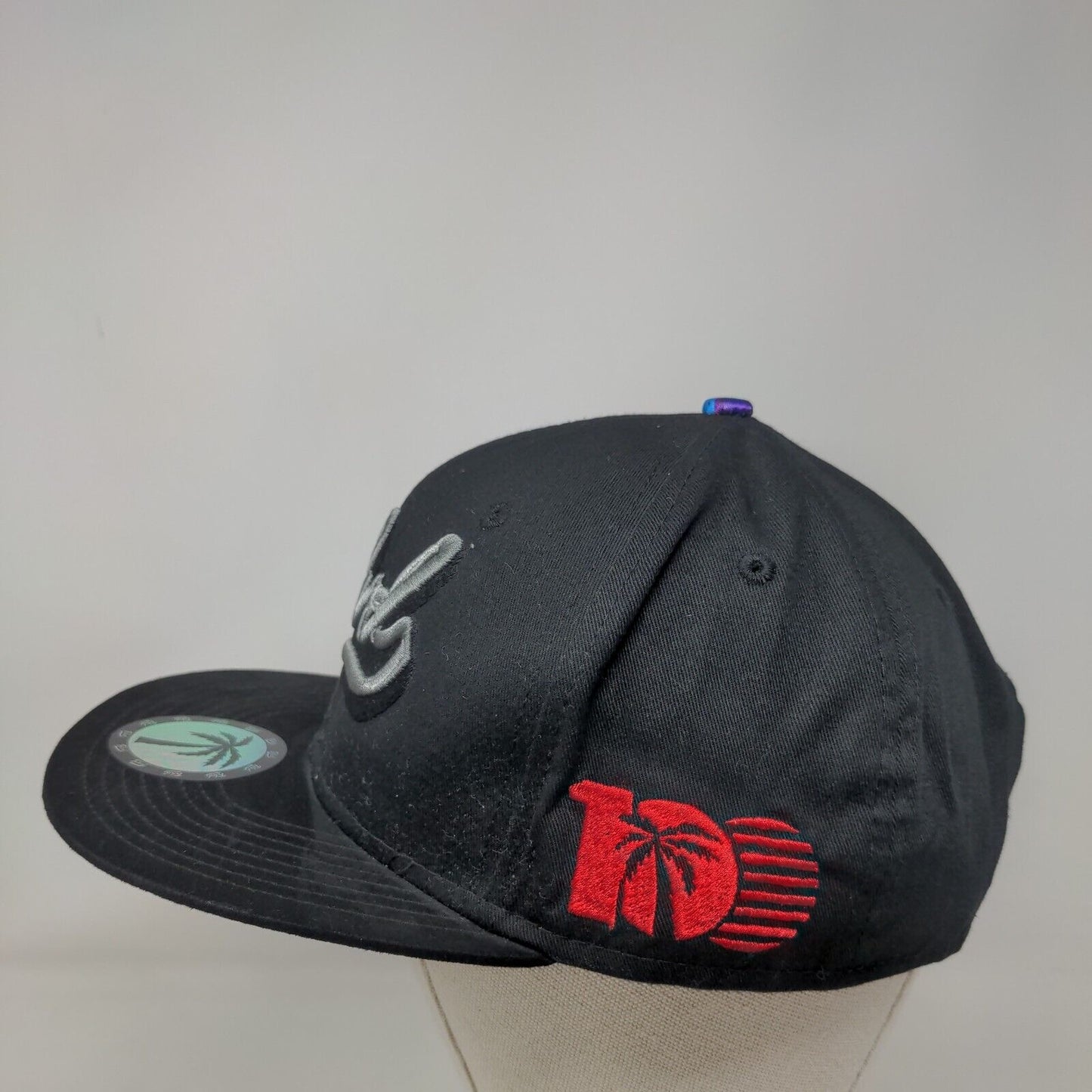 Blvd Snapback Hat Black One Size Adjustable Black Adjustable Embroidered 6 Panel