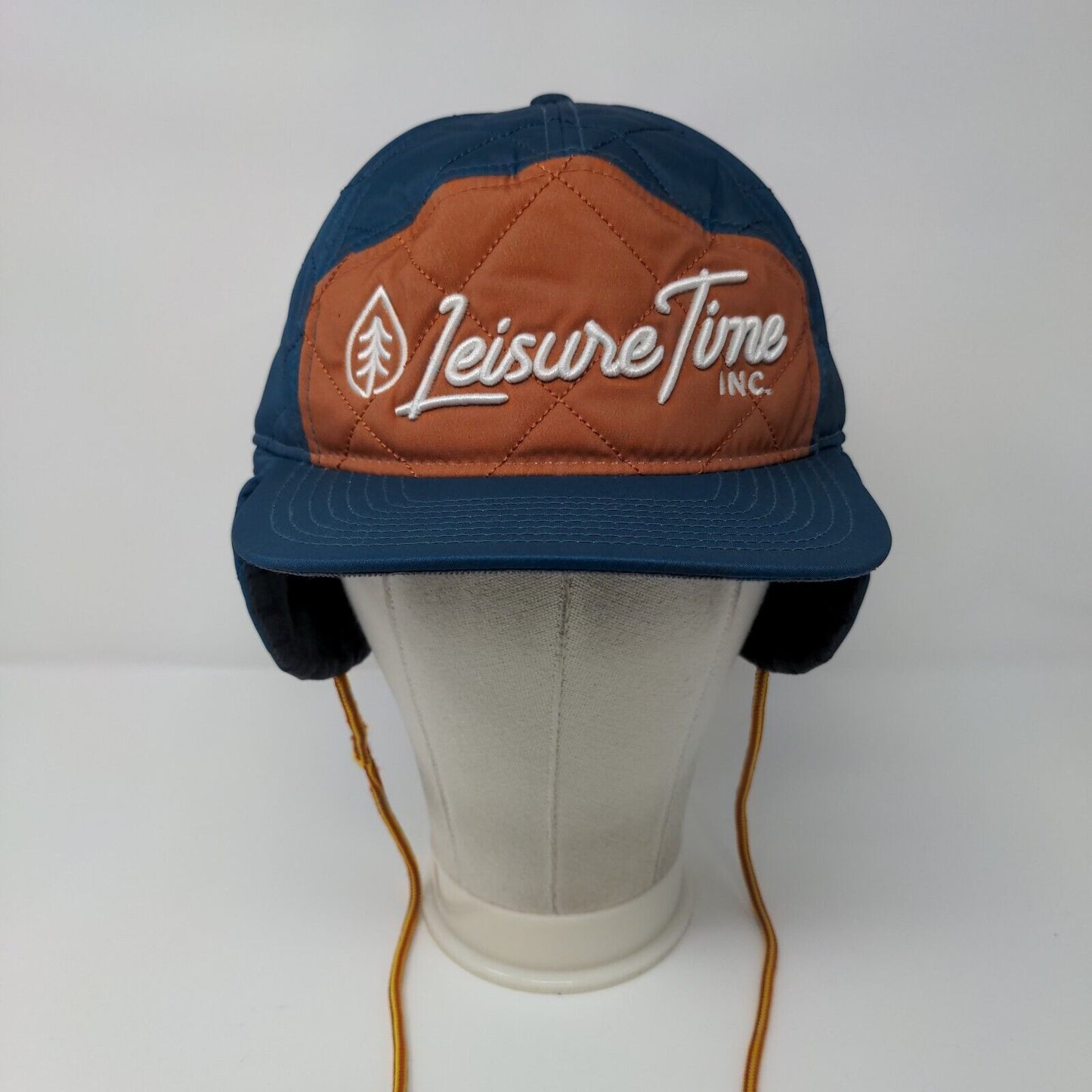 Leisure Time Slideback Hat Blue One Size Chin Strap Ear Flap Quilted