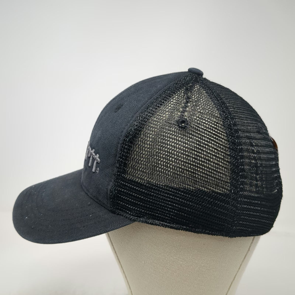 Carhartt Trucker Hat Black Gray One Size Mesh Back Snapback Embroidered Logo