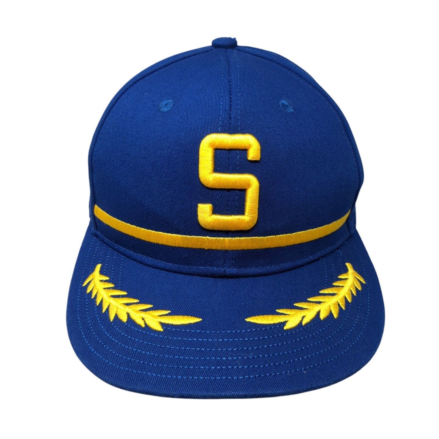 Letter S Snapback Hat Blue One Size Solid Alaska Airlines Embroidered