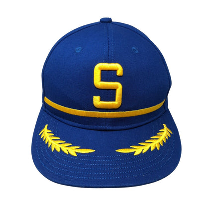Letter S Snapback Hat Blue One Size Solid Alaska Airlines Embroidered