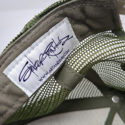 Art and Surf Tyler Rock Trucker Hat Green Gray One Size Wave Graphic Mesh Back