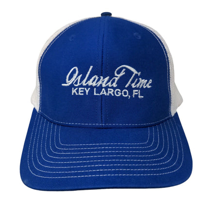 Island Time Key Largo FL Snapback Mesh Back Trucker Hat Blue One Size