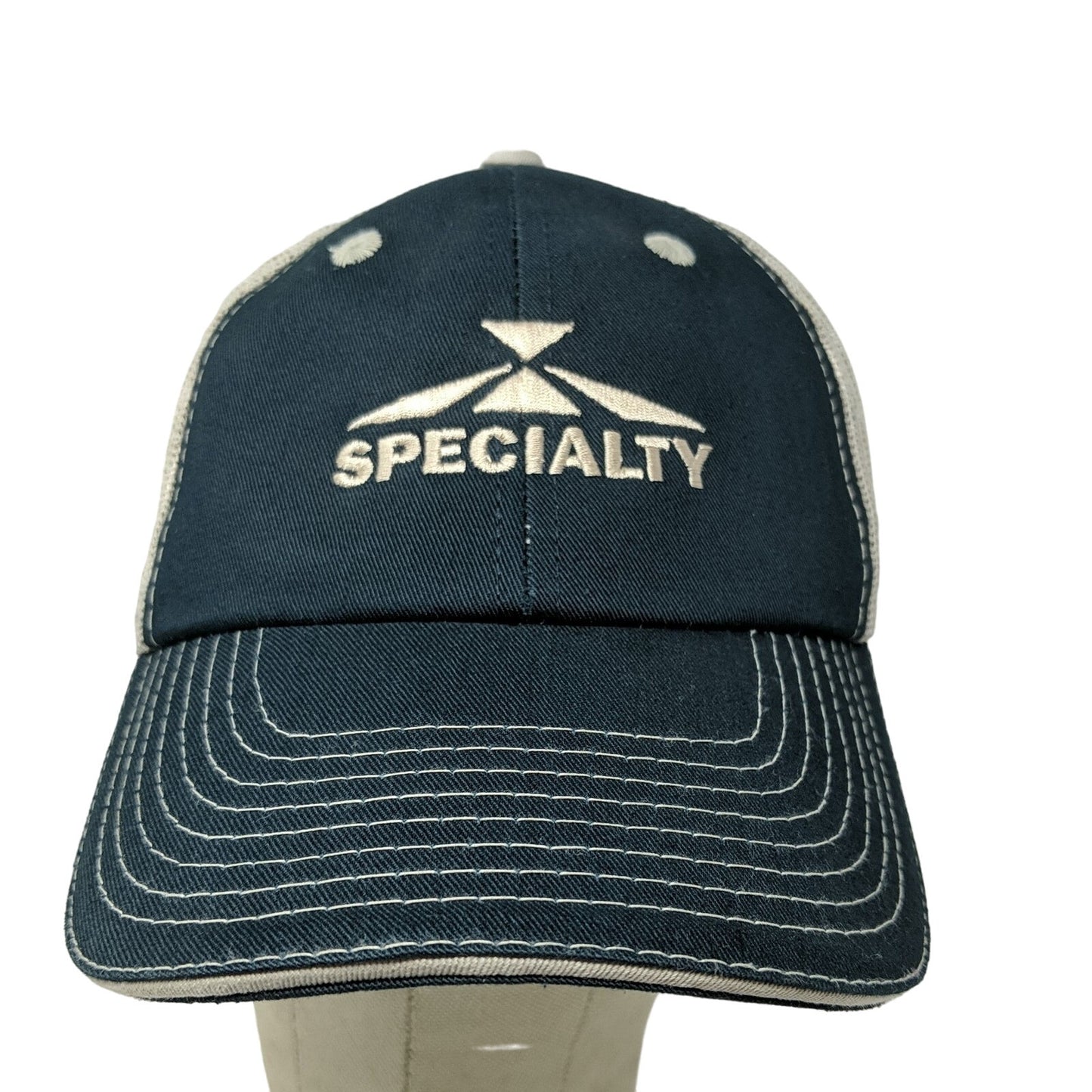 Mens Specialty Hybrid Seeds Strapback Adjustable Hat Black & White Meshback Logo