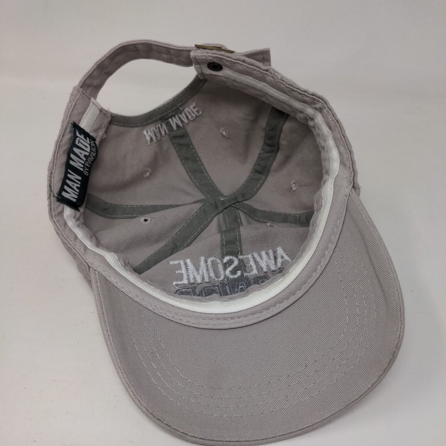 Awesome Grandpa Slideback Hat Gray OSFA Adjustable Embroidered Man Made Pavilion