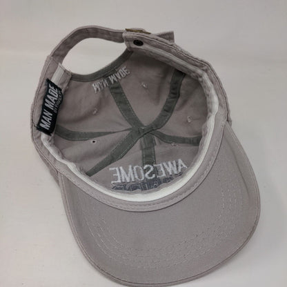 Awesome Grandpa Slideback Hat Gray OSFA Adjustable Embroidered Man Made Pavilion