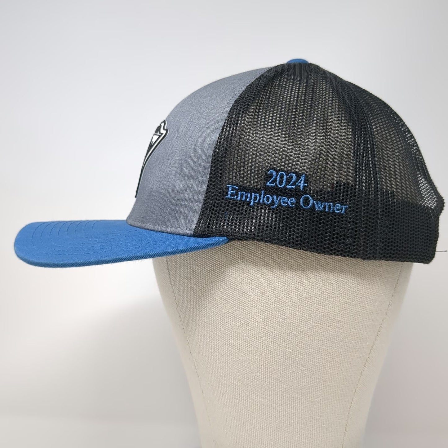 Pacific Headwear Trucker Hat Gray Blue One Size Employee Owner Mountain Mesh