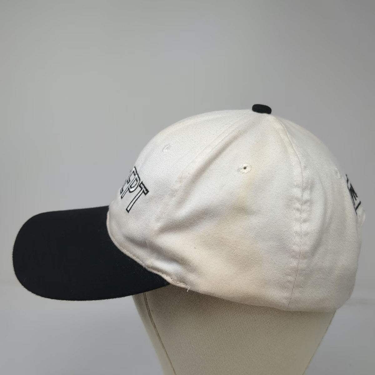Precept Baseball Cap White OSFM Black Brim Embroidered Golf Slideback Hat Logo