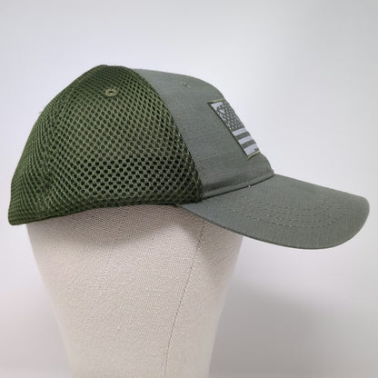 Highland Tactical Baseball Cap Green One Size Mesh Back American Flag Hat