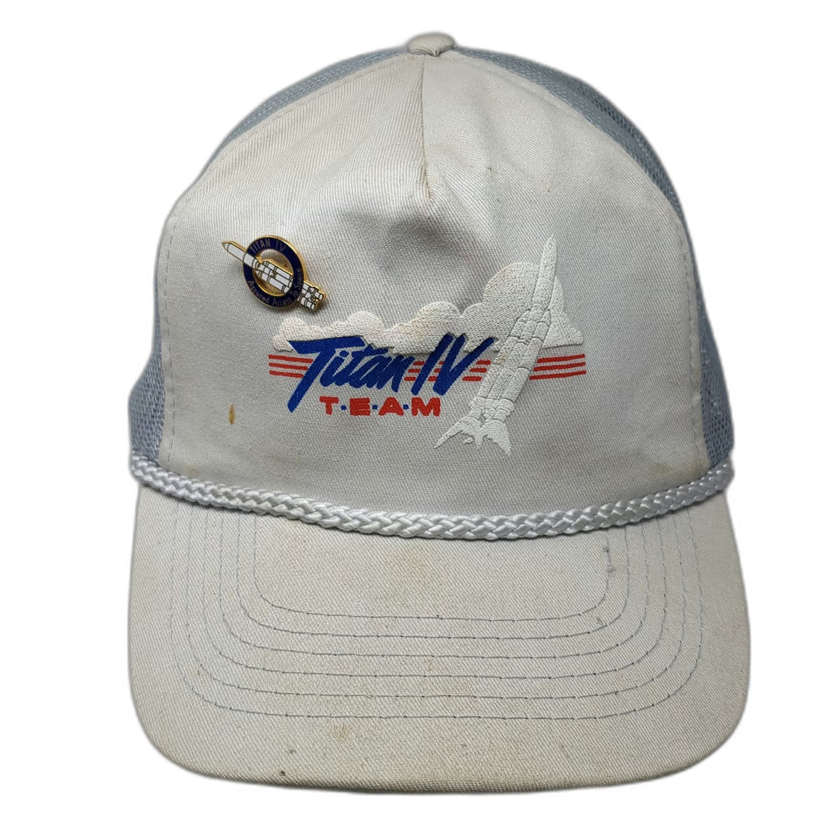 Titan IV Team Rocket Space Program Gray One Size Trucker Hat Snapback Rope Pin