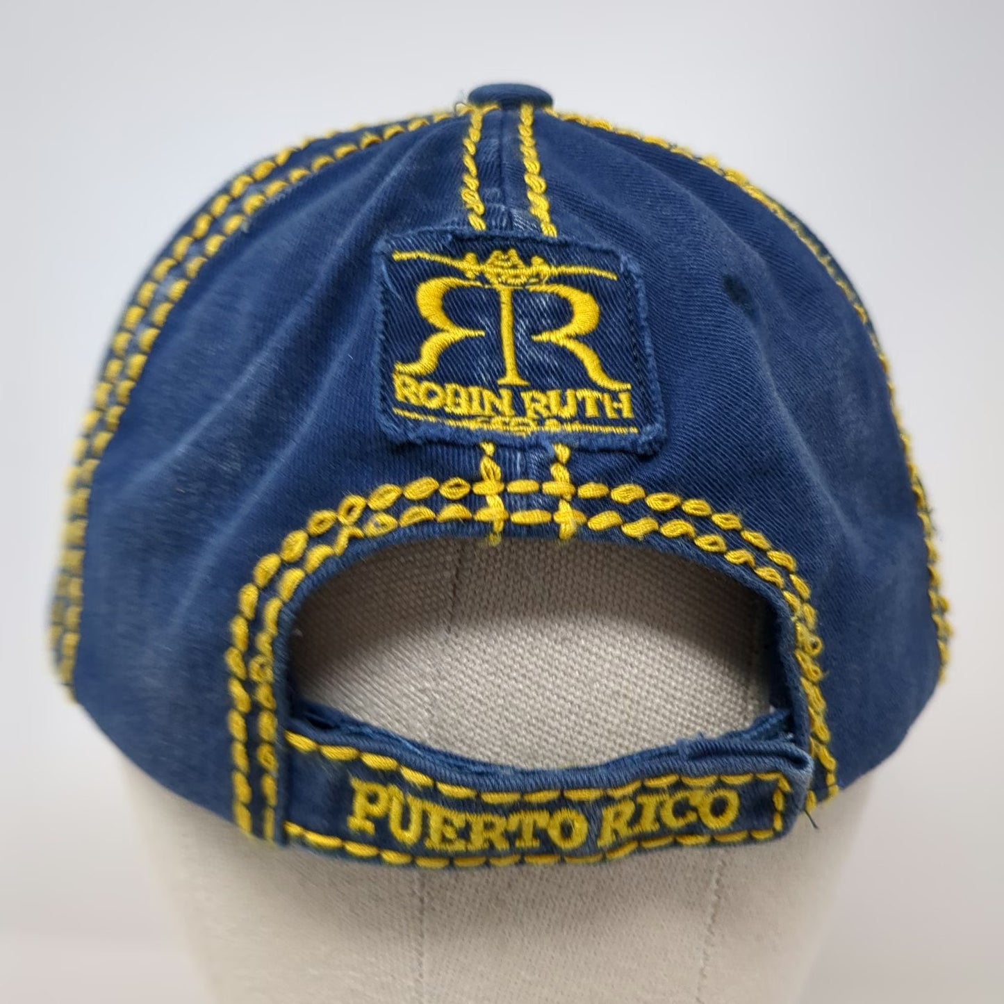 Robin Ruth Puerto Rico 1493 Baseball Cap Blue One Size Distressed Stitch hat