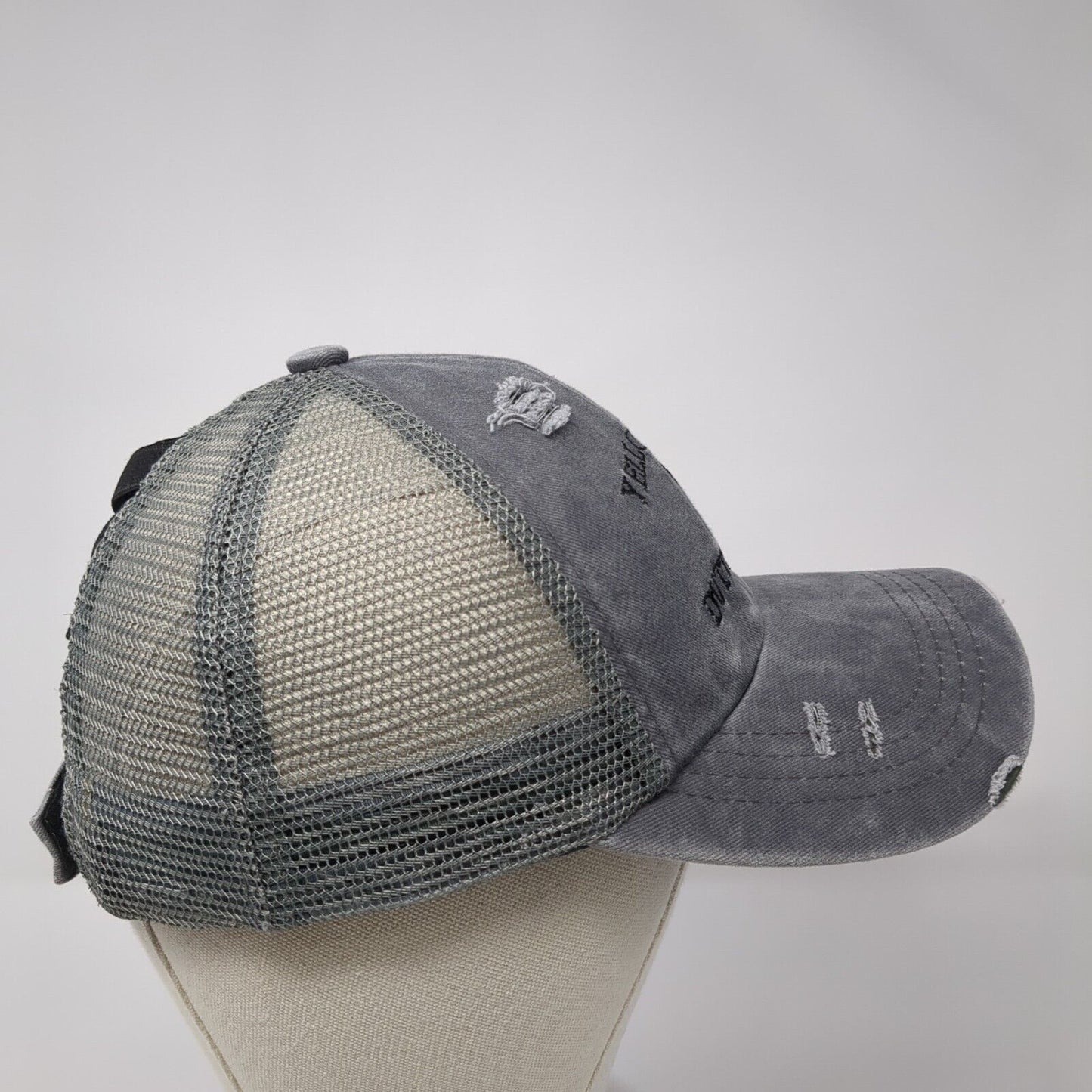Yellowstone Dutton Ranch Strapback Trucker Hat Gray One Size Ponytail