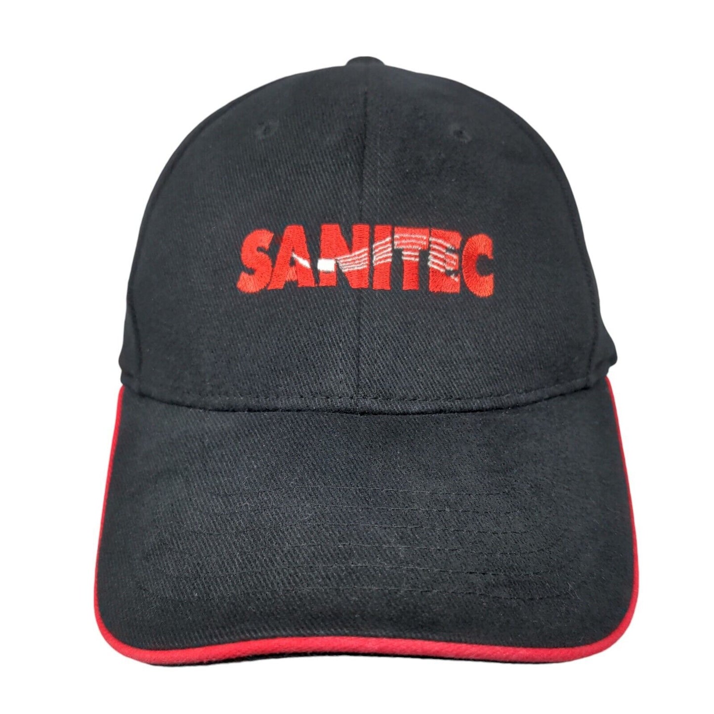 Sanitec Fitted Hat Black S/M Embroidered Vented Holes 6 Panel Nu-Fit KC Caps