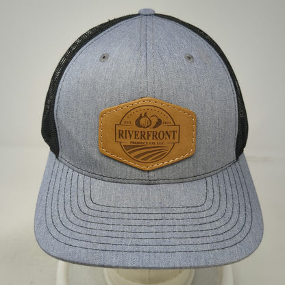 Richardson Trucker Hat Gray XL Snapback Mesh Back Leather Patch Riverfront Hat