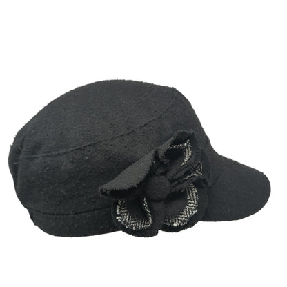 Unbranded Fitted Cadet Army Cap Hat Black One Size Flower Embellished
