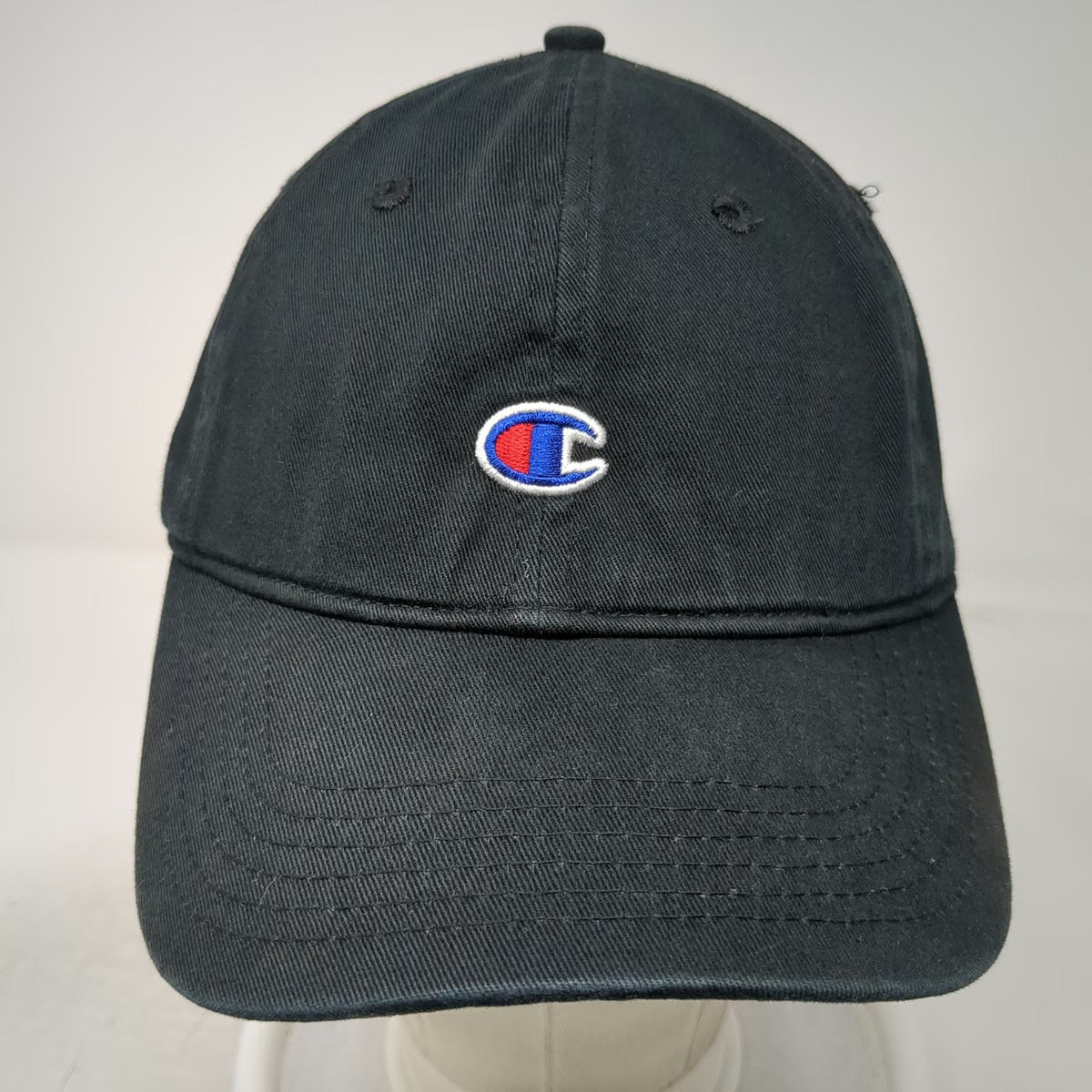 Champion Baseball Cap Black One Size Embroidered Logo Strapback Cotton Hat