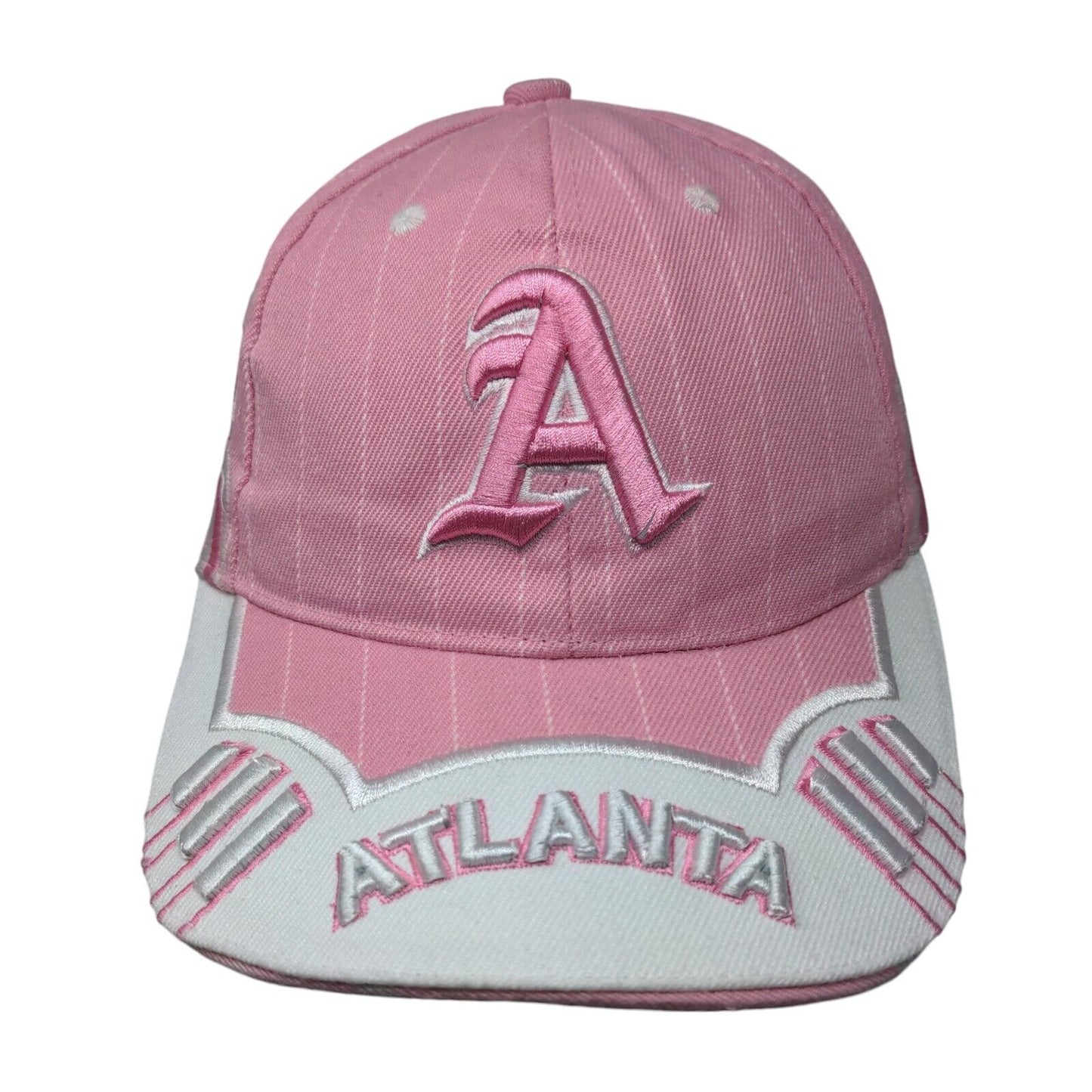 Atlanta Strapback Hat Pink One Size Adjustable Embroidered 6 Panel