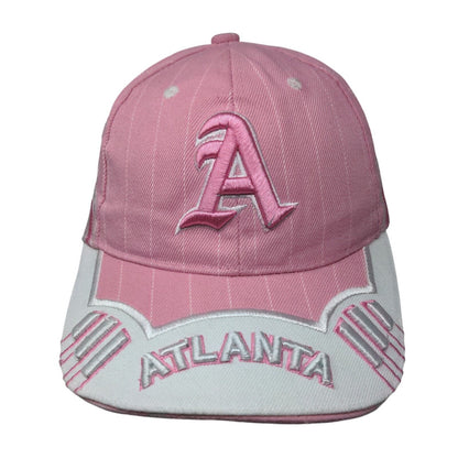 Atlanta Strapback Hat Pink One Size Adjustable Embroidered 6 Panel