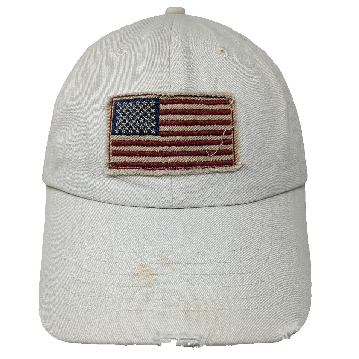 DPC Baseball Cap Beige One Size American Flag Distressed Patch Slideback Hat