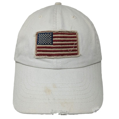 DPC Baseball Cap Beige One Size American Flag Distressed Patch Slideback Hat