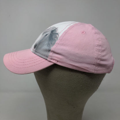 John Deere Girl's Stretchy Hat Pink White Size Toddler OS Horse Graphic Logo