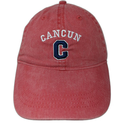 OTTO CAP Baseball Cap Red One Size Cancun Embroidered Slideback Cotton Hat